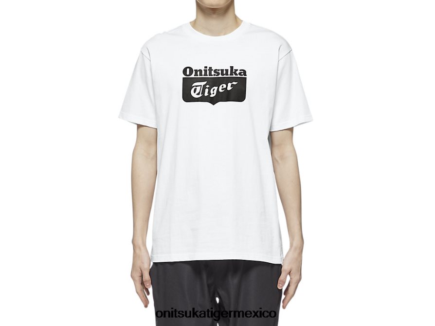 Onitsuka Tiger ropa 4P8D6N385 blanco negro unisexo camiseta con logo