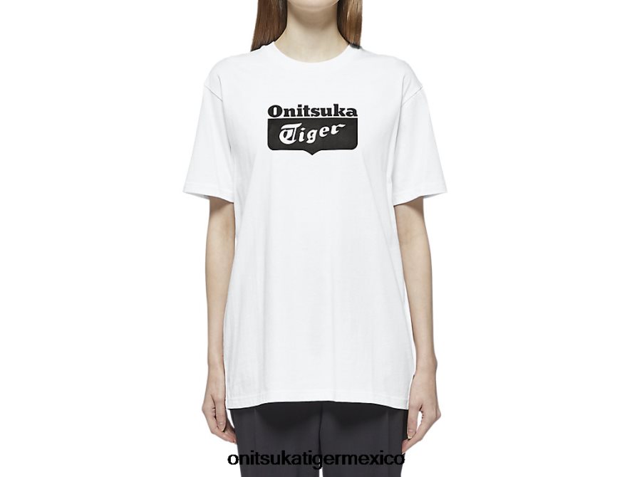 Onitsuka Tiger ropa 4P8D6N385 blanco negro unisexo camiseta con logo