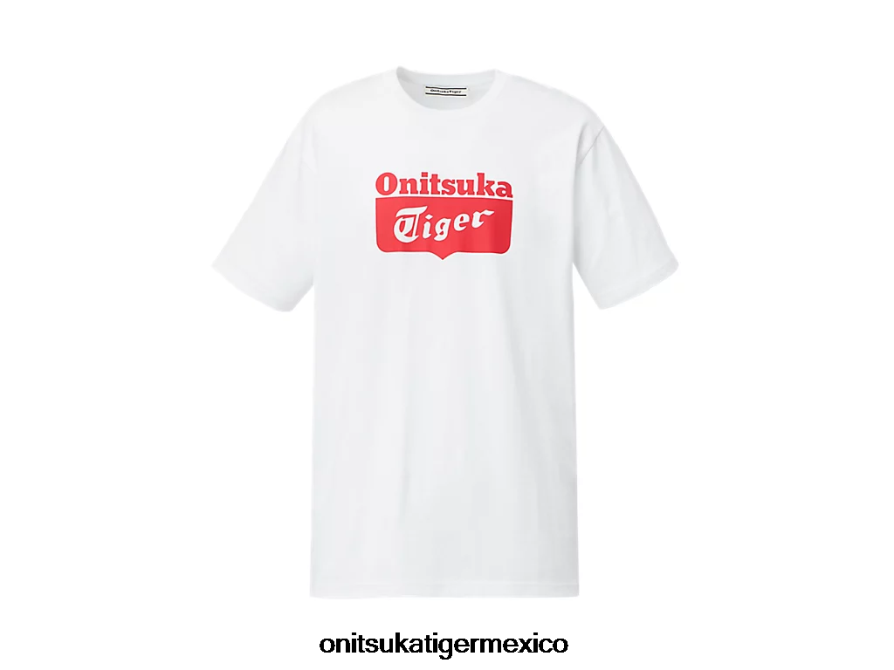 Onitsuka Tiger ropa 4P8D6N388 blanco rojo unisexo camiseta con logo