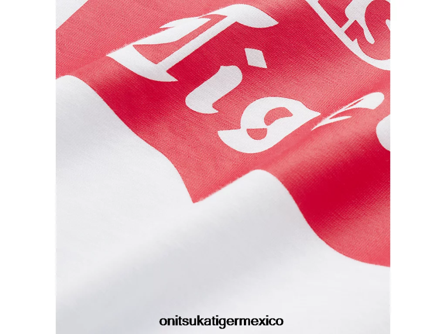 Onitsuka Tiger ropa 4P8D6N388 blanco rojo unisexo camiseta con logo