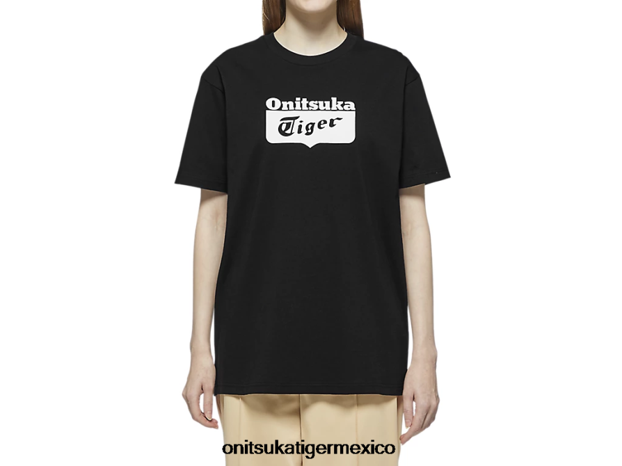 Onitsuka Tiger ropa 4P8D6N407 blanco negro unisexo camiseta con logo