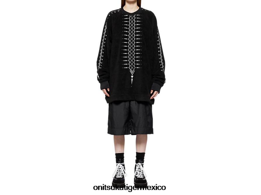 Onitsuka Tiger ropa 4P8D6N429 blanco negro hombres parte superior de gran tamaño