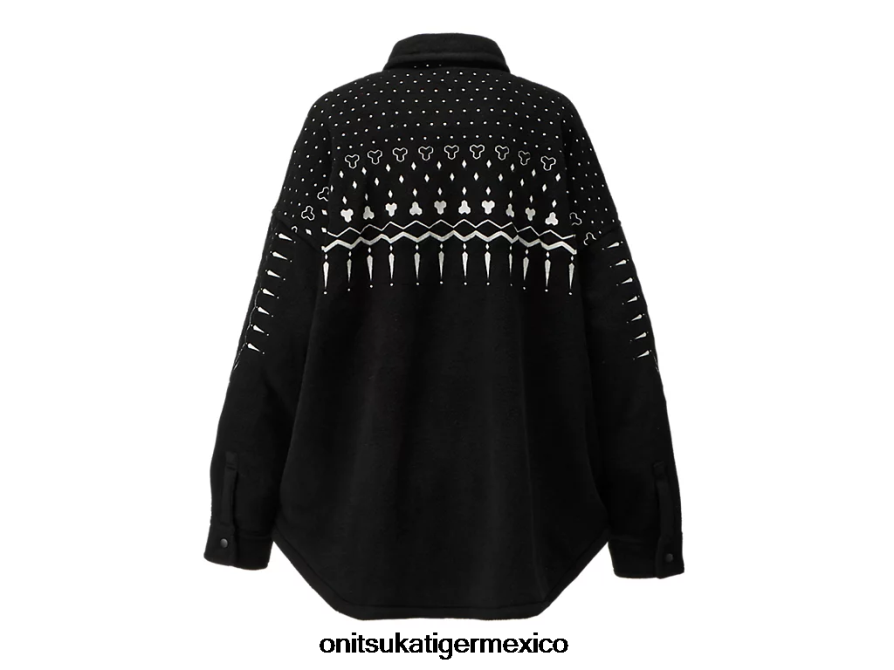 Onitsuka Tiger ropa 4P8D6N448 blanco negro hombres camisa de gran tamaño