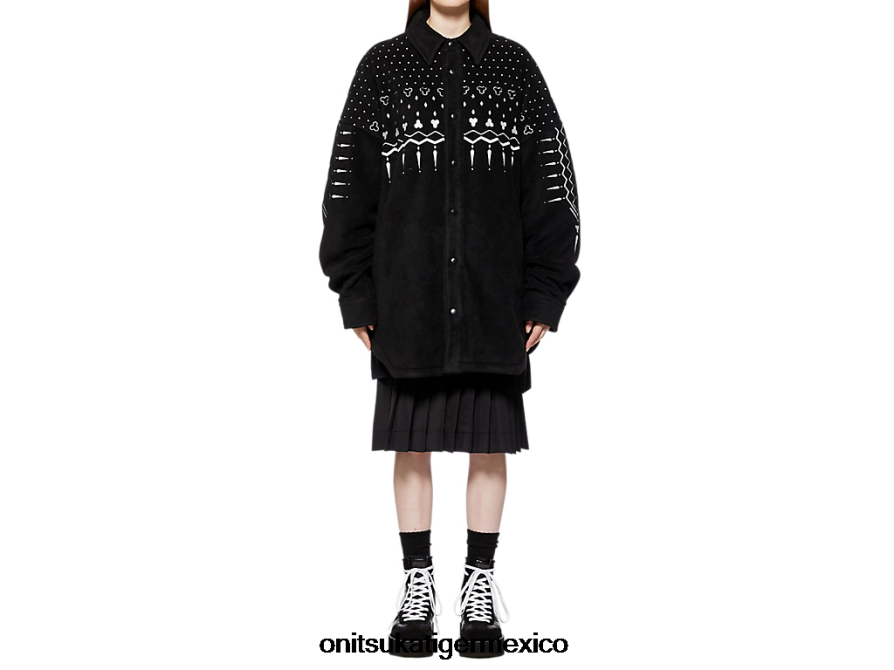 Onitsuka Tiger ropa 4P8D6N448 blanco negro hombres camisa de gran tamaño