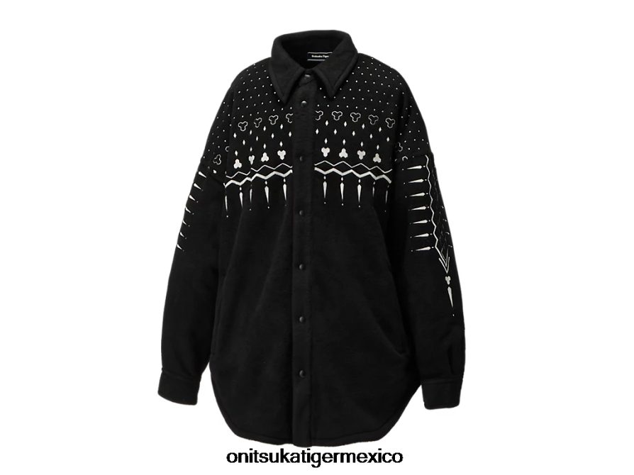 Onitsuka Tiger ropa 4P8D6N448 blanco negro hombres camisa de gran tamaño