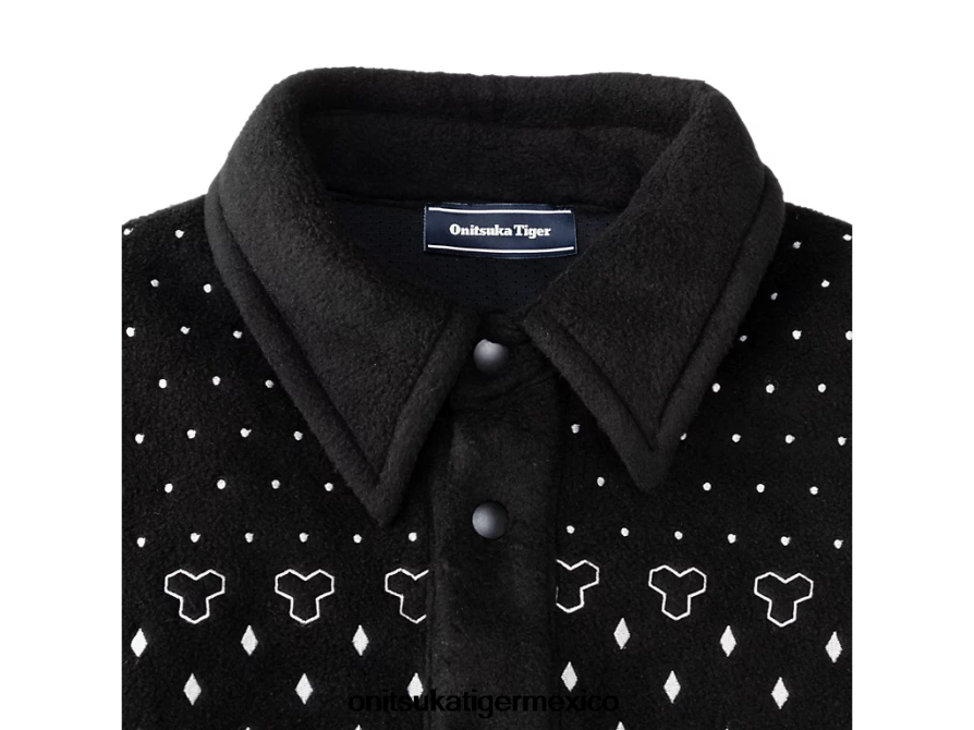 Onitsuka Tiger ropa 4P8D6N448 blanco negro hombres camisa de gran tamaño
