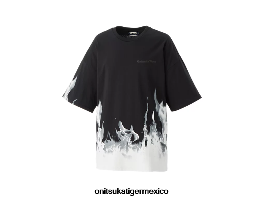 Onitsuka Tiger ropa 4P8D6N454 negro/blanco roto hombres camiseta gráfica ss