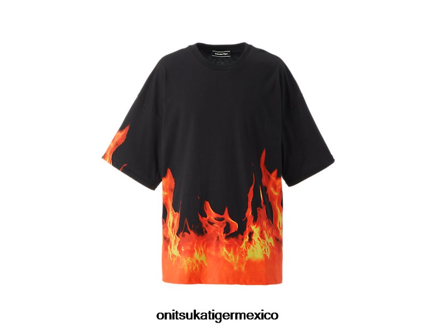 Onitsuka Tiger ropa 4P8D6N465 negro/naranja hombres camiseta gráfica ss