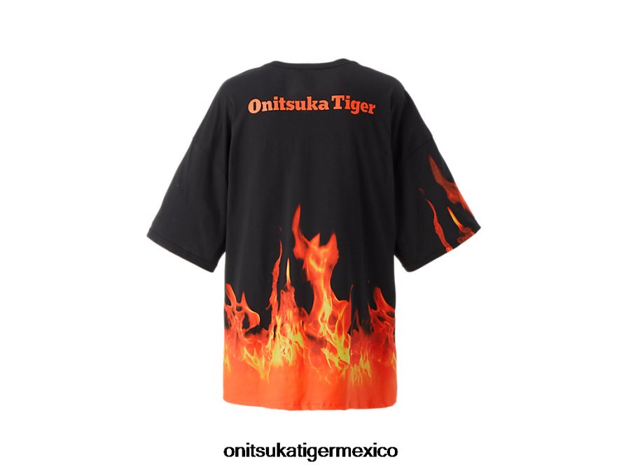 Onitsuka Tiger ropa 4P8D6N465 negro/naranja hombres camiseta gráfica ss
