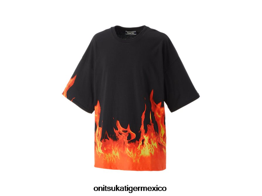 Onitsuka Tiger ropa 4P8D6N465 negro/naranja hombres camiseta gráfica ss