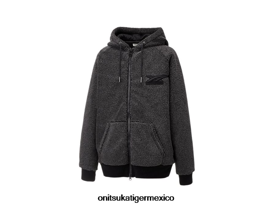 Onitsuka Tiger ropa 4P8D6N466 negro hombres sudadera con capucha y cremallera