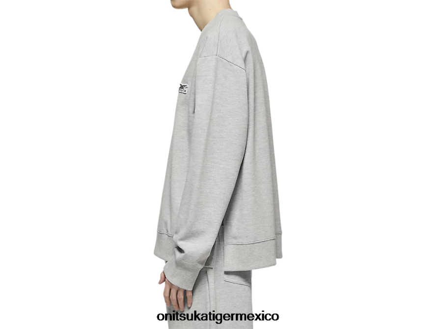 Onitsuka Tiger ropa 4P8D6N474 cuero gris unisexo Top de manga larga