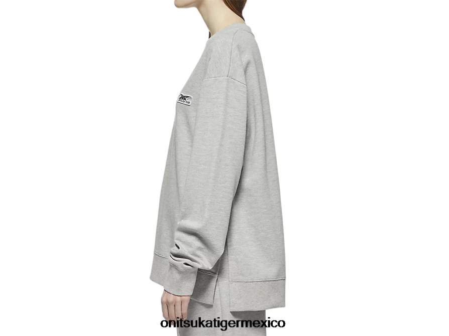 Onitsuka Tiger ropa 4P8D6N474 cuero gris unisexo Top de manga larga