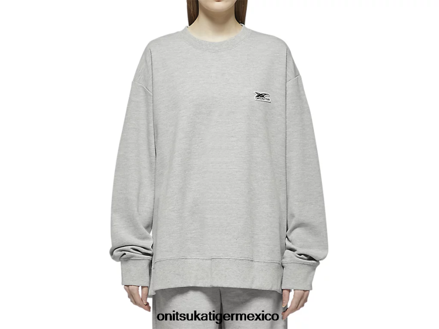 Onitsuka Tiger ropa 4P8D6N474 cuero gris unisexo Top de manga larga