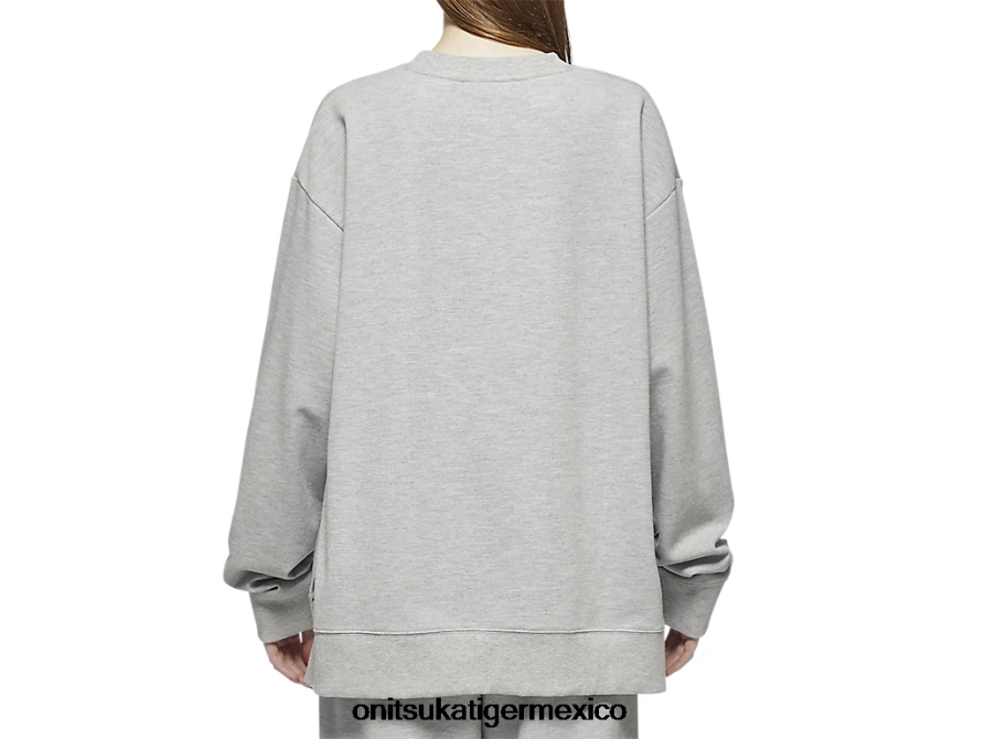 Onitsuka Tiger ropa 4P8D6N474 cuero gris unisexo Top de manga larga