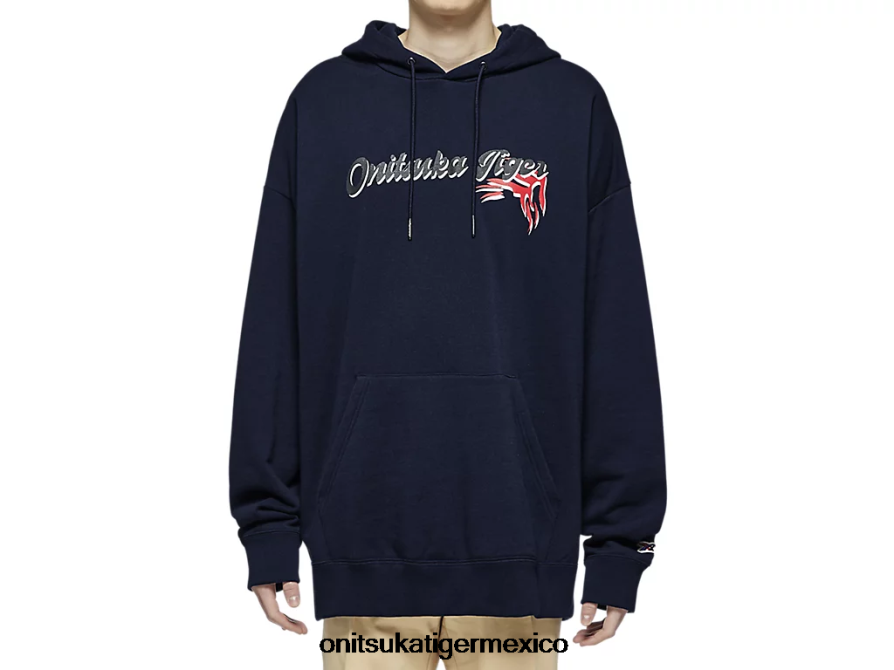 Onitsuka Tiger ropa 4P8D6N479 azul marino oscuro unisexo sudadera con capucha