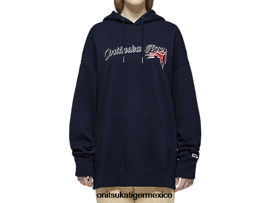 Onitsuka Tiger ropa 4P8D6N479 azul marino oscuro unisexo sudadera con capucha