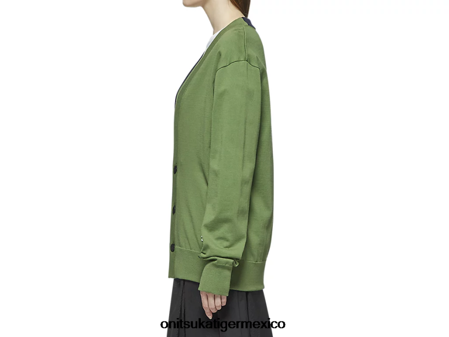 Onitsuka Tiger ropa 4P8D6N481 verde brillante unisexo cárdigan de punto