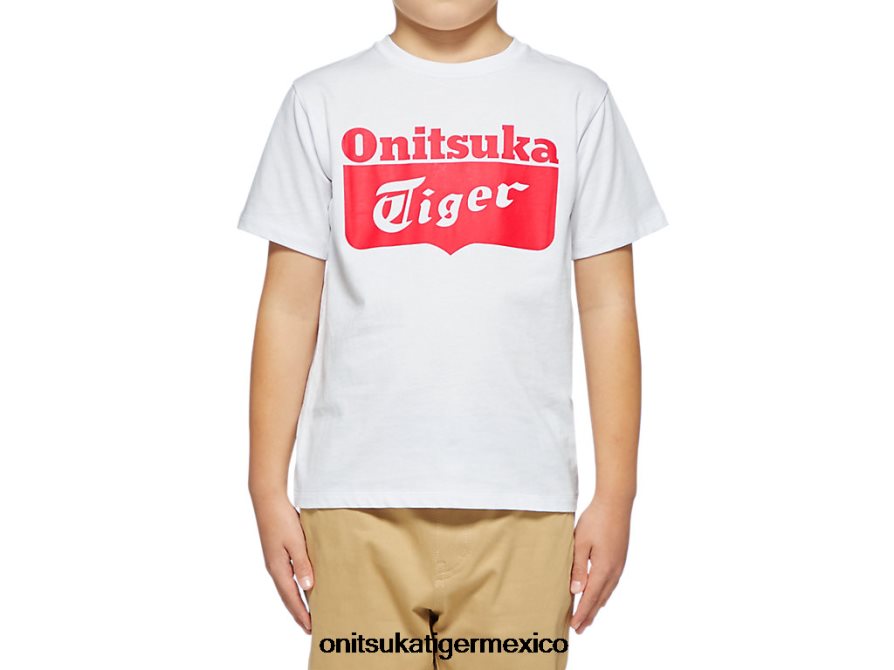 Onitsuka Tiger ropa 4P8D6N660 blanco rojo niños camiseta con logo