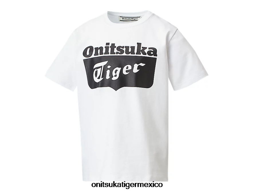 Onitsuka Tiger ropa 4P8D6N669 blanco auténtico/negro de alto rendimiento niños camiseta con logo