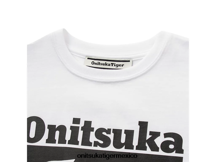 Onitsuka Tiger ropa 4P8D6N669 blanco auténtico/negro de alto rendimiento niños camiseta con logo