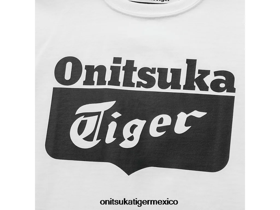 Onitsuka Tiger ropa 4P8D6N669 blanco auténtico/negro de alto rendimiento niños camiseta con logo