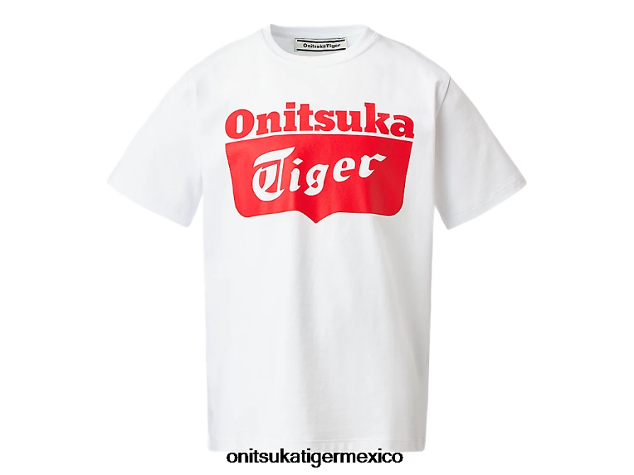 Onitsuka Tiger ropa 4P8D6N670 alerta blanca/roja real niños camiseta con logo