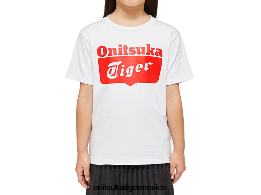 Onitsuka Tiger ropa 4P8D6N670 alerta blanca/roja real niños camiseta con logo