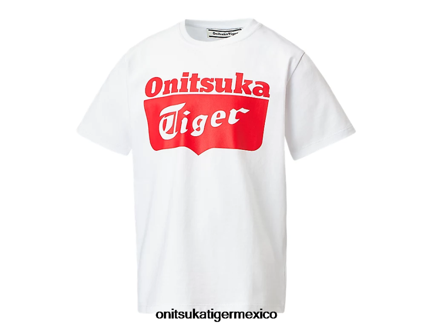 Onitsuka Tiger ropa 4P8D6N670 alerta blanca/roja real niños camiseta con logo