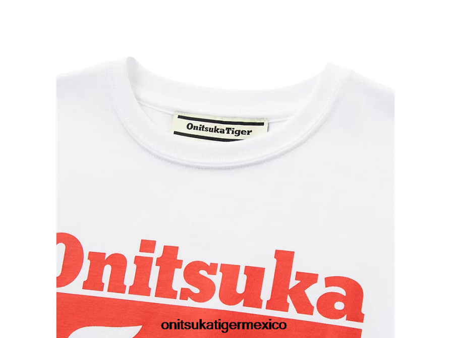 Onitsuka Tiger ropa 4P8D6N670 alerta blanca/roja real niños camiseta con logo