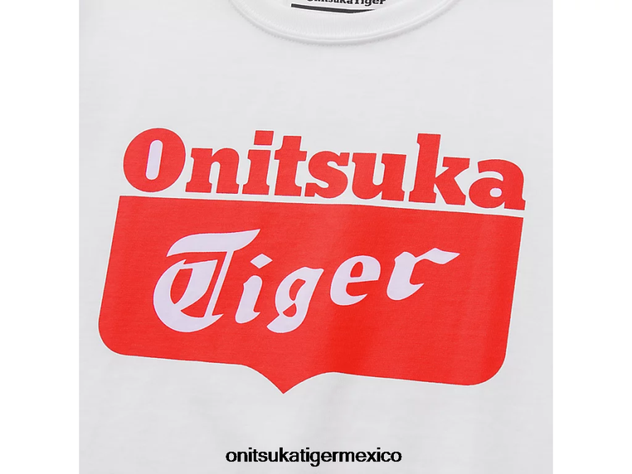 Onitsuka Tiger ropa 4P8D6N670 alerta blanca/roja real niños camiseta con logo