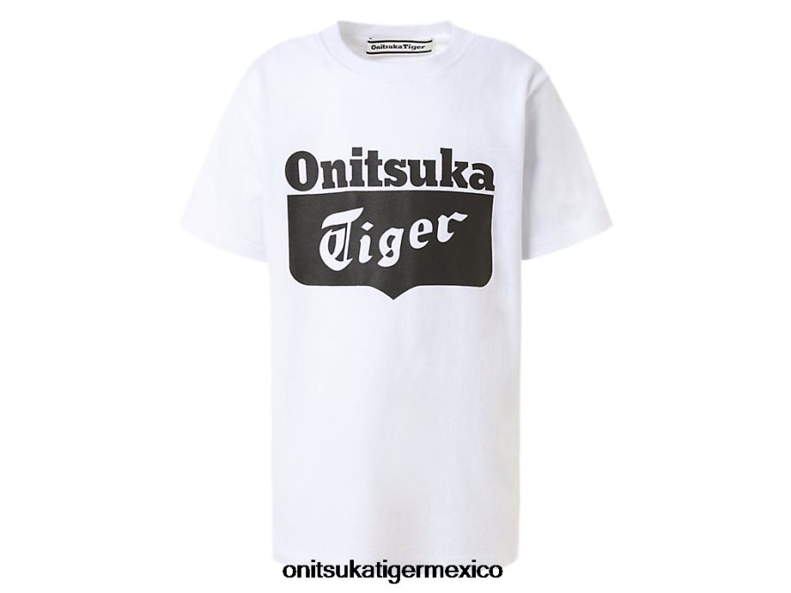 Onitsuka Tiger ropa 4P8D6N672 blanco auténtico/negro de alto rendimiento niños camiseta con logo