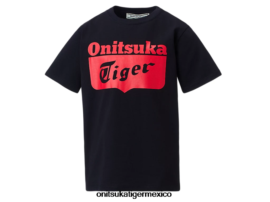Onitsuka Tiger ropa 4P8D6N673 alerta de rendimiento negro/rojo niños camiseta con logo
