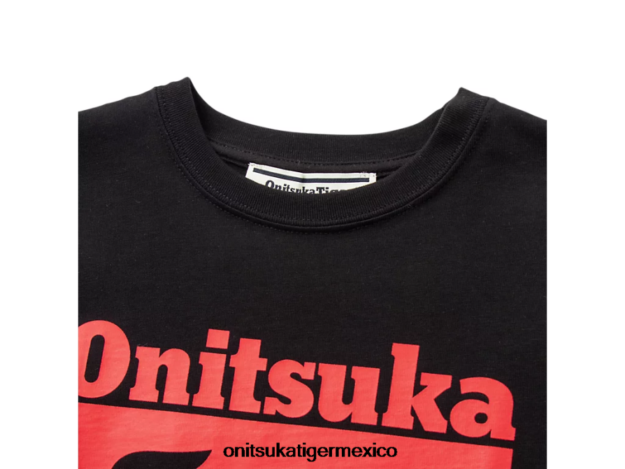 Onitsuka Tiger ropa 4P8D6N673 alerta de rendimiento negro/rojo niños camiseta con logo