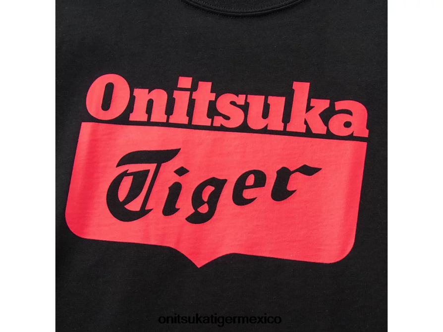 Onitsuka Tiger ropa 4P8D6N673 alerta de rendimiento negro/rojo niños camiseta con logo