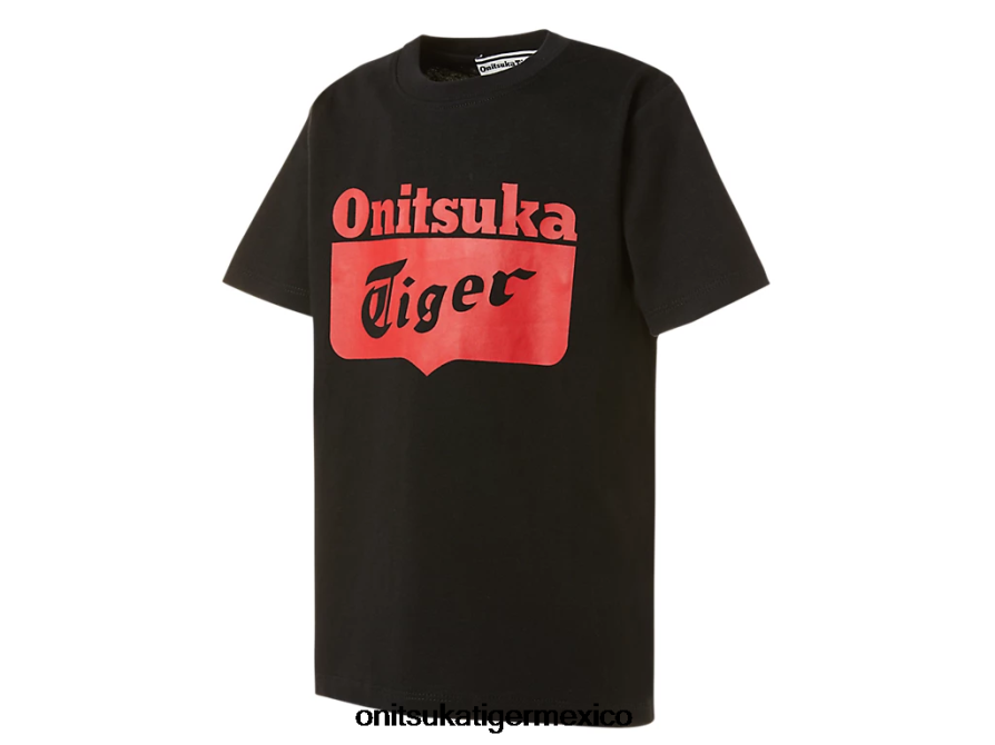 Onitsuka Tiger ropa 4P8D6N676 rendimiento negro/rojo fuego niños camiseta con logo