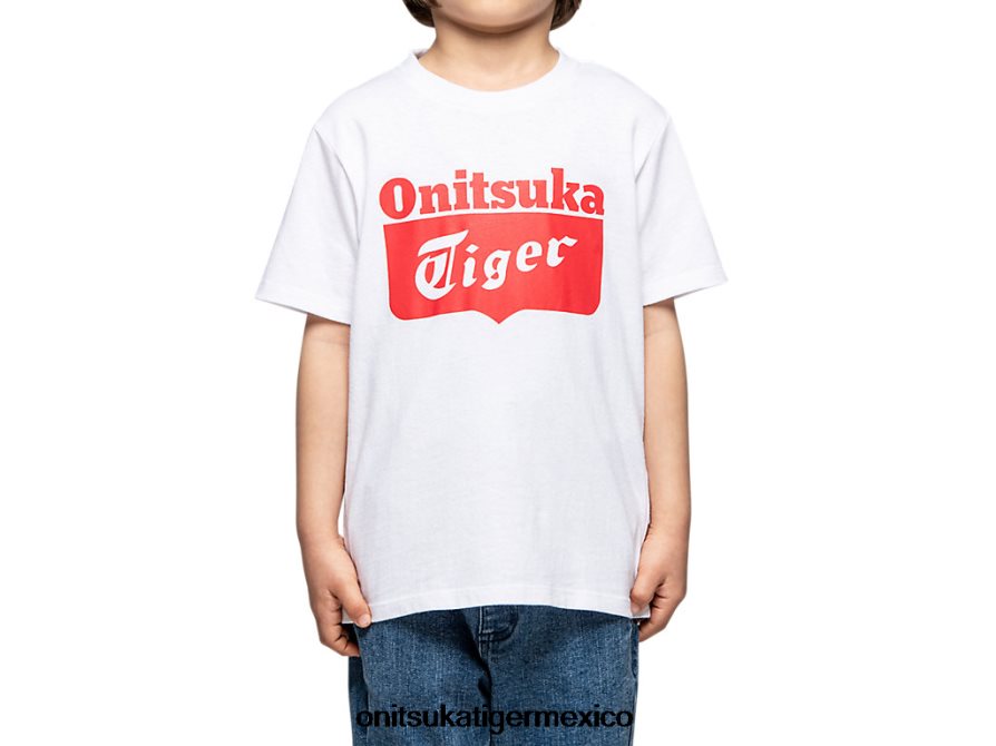 Onitsuka Tiger ropa 4P8D6N677 blanco real/rojo fuego niños camiseta con logo
