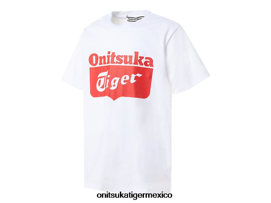 Onitsuka Tiger ropa 4P8D6N677 blanco real/rojo fuego niños camiseta con logo