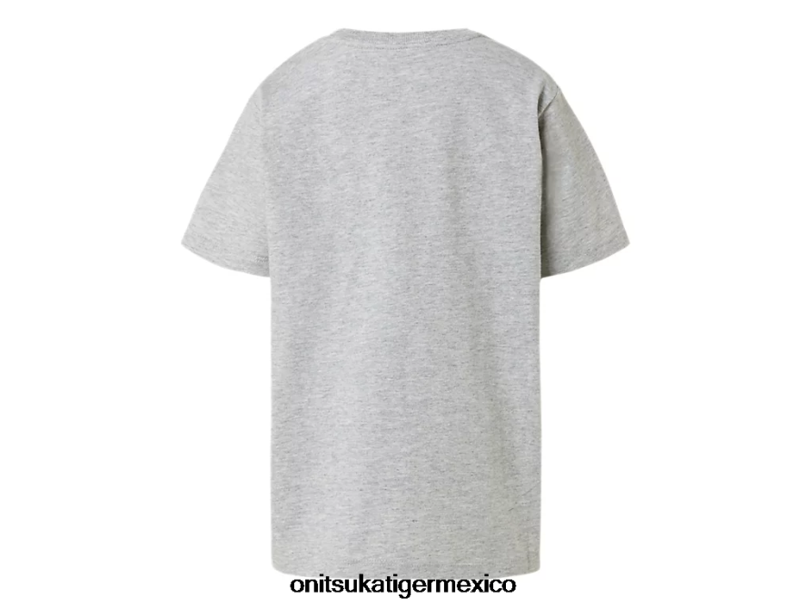 Onitsuka Tiger ropa 4P8D6N678 gris pluma niños camiseta gráfica