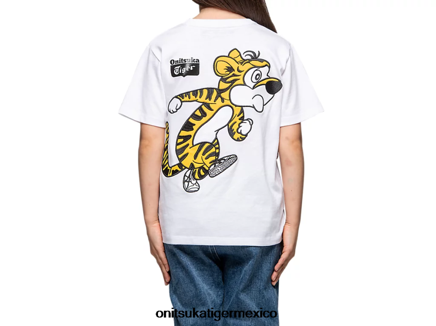 Onitsuka Tiger ropa 4P8D6N679 blanco real niños camiseta gráfica
