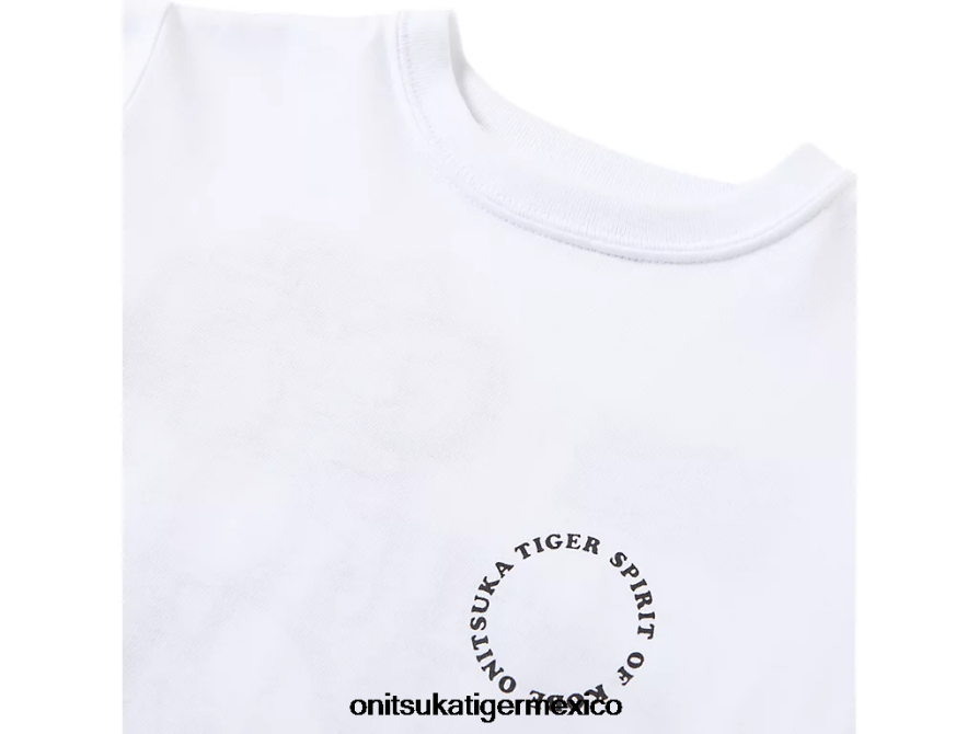 Onitsuka Tiger ropa 4P8D6N679 blanco real niños camiseta gráfica