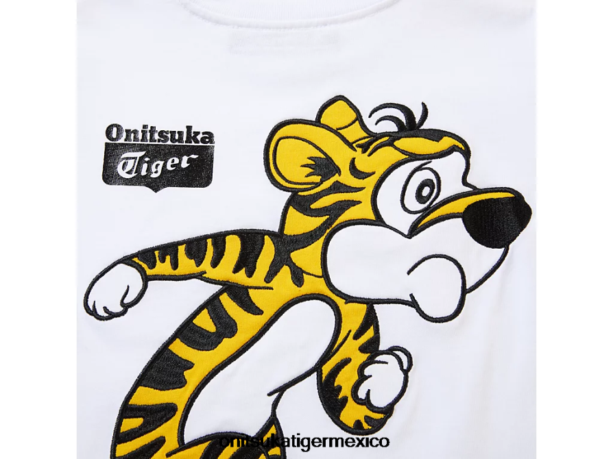 Onitsuka Tiger ropa 4P8D6N679 blanco real niños camiseta gráfica