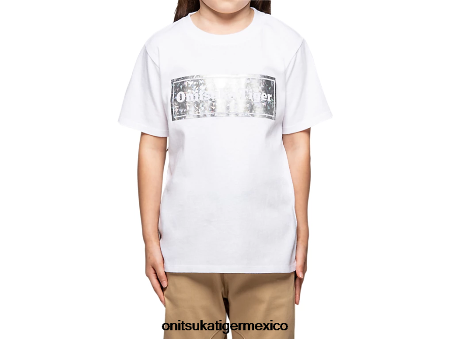 Onitsuka Tiger ropa 4P8D6N680 blanco real niños camiseta gráfica