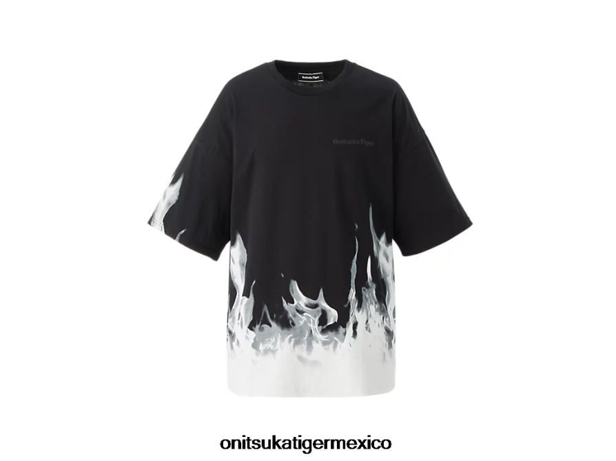Onitsuka Tiger ropa 4P8D6N454 negro/blanco roto hombres camiseta gráfica ss