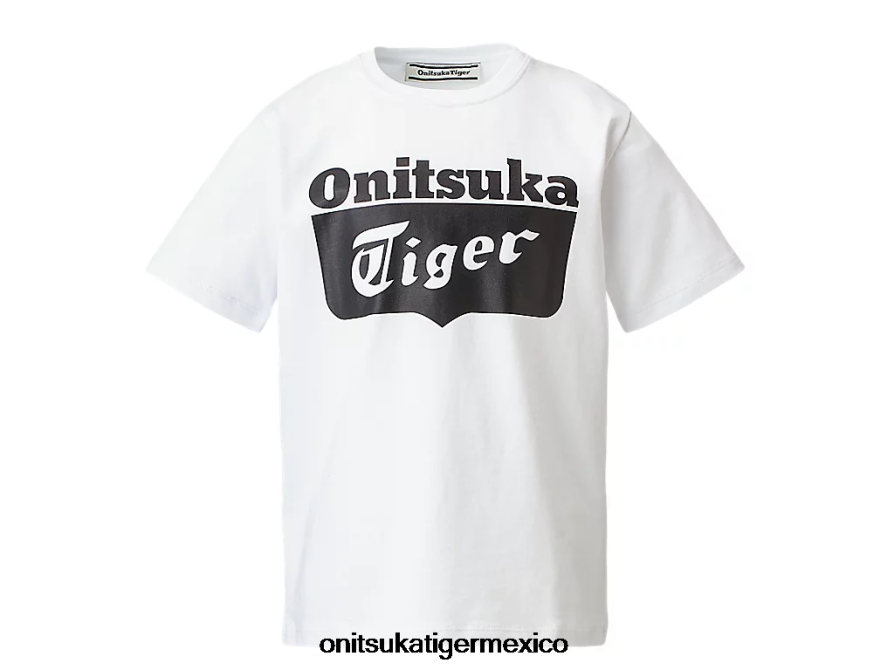 Onitsuka Tiger ropa 4P8D6N669 blanco auténtico/negro de alto rendimiento niños camiseta con logo