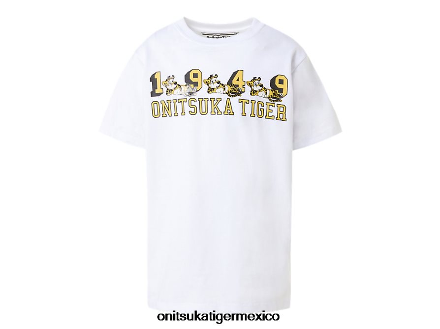 Onitsuka Tiger ropa 4P8D6N675 blanco real niños camiseta gráfica