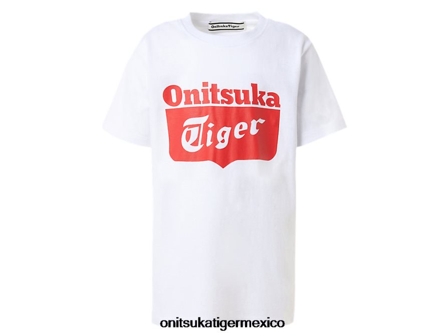 Onitsuka Tiger ropa 4P8D6N677 blanco real/rojo fuego niños camiseta con logo