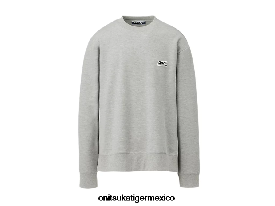 Onitsuka Tiger ropa 4P8D6N474 cuero gris unisexo Top de manga larga